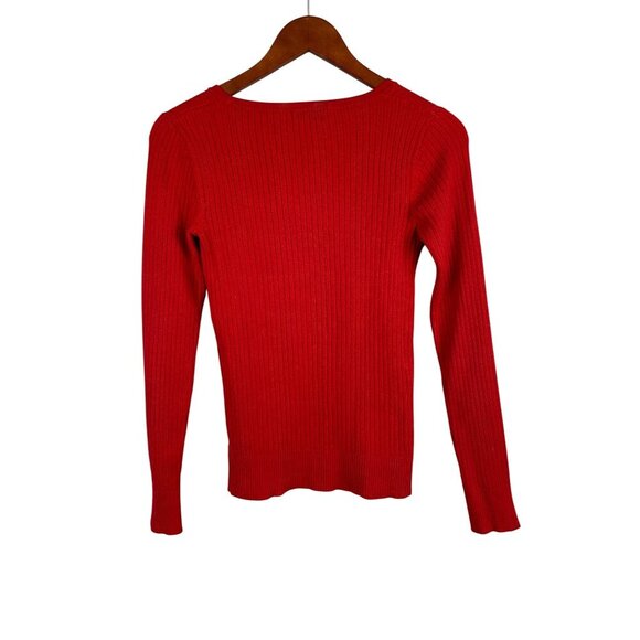 George Womens Red Ribbed Long Sleeve Sweater S - Picture 2 of 4